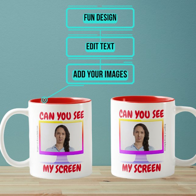 Caneca De Café Em Dois Tons Você Pode Ver Minha Tela Engraçada? (In this day of video conference calling and work from home there are certain phrases we hear often.)