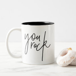 Caneca De Café Em Dois Tons VOCÊ ROCK moderno trendê-chic lete preto