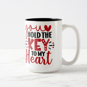 Caneca De Café Em Dois Tons "Você segura a chave do meu coração