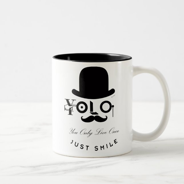 Caneca De Café Em Dois Tons Você Só Vive Uma Vez - Apenas Sorria! (Direita)