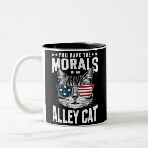 Caneca De Café Em Dois Tons Você Tem A Moral De Um Gato De Rua Piada engraçada