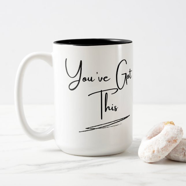 Caneca De Café Em Dois Tons "Você tem isso" - Mug Motivacional (Com Donut)