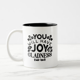 Caneca De Café Em Dois Tons Você Terá Alegria e Felicidade Citação Inspiradora