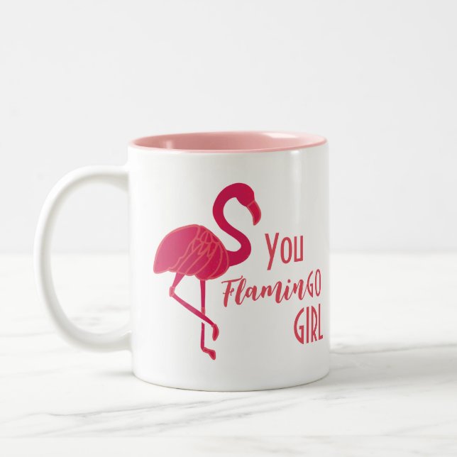 Caneca De Café Em Dois Tons Você Vai Garota Rosa Flamingo (Esquerda)