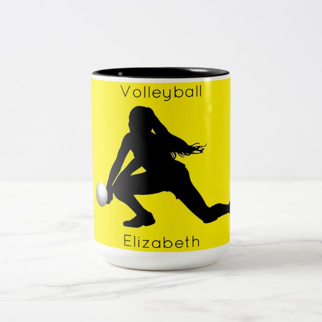 Caneca De Café Em Dois Tons Vôlei Mug com seu nome (Centro)