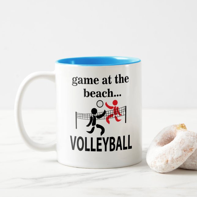Caneca De Café Em Dois Tons Voleibol de praia (Com Donut)
