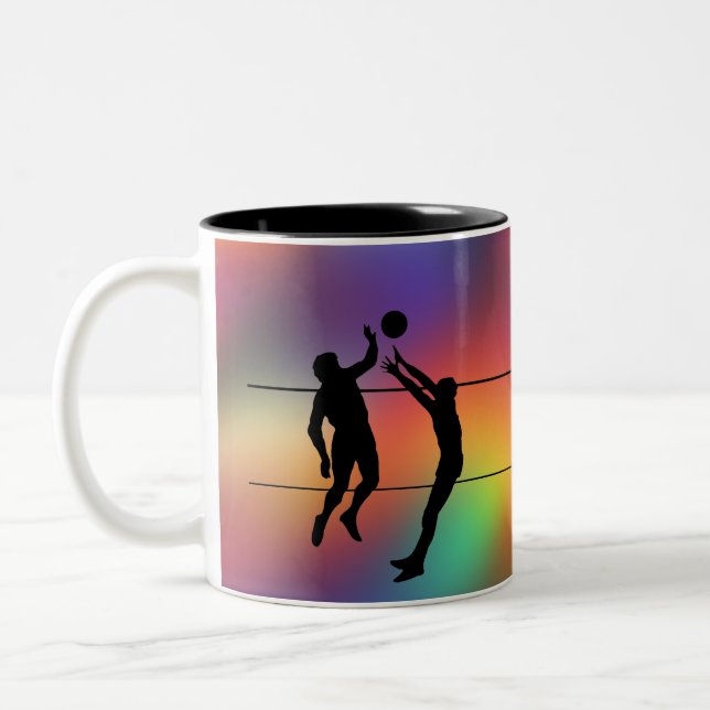 Caneca De Café Em Dois Tons Volleyball Silhouette Players and Ball personalize (Esquerda)