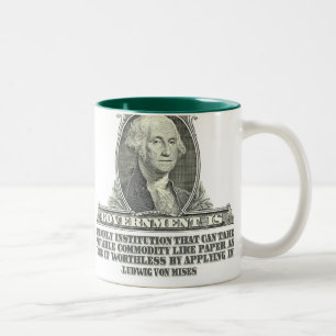 Caneca De Café Em Dois Tons Von Mises no papel moeda