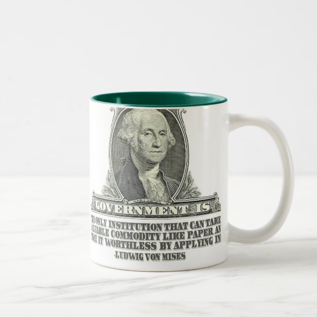 Caneca De Café Em Dois Tons Von Mises no papel moeda (Direita)