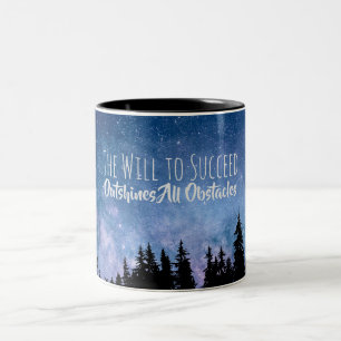 Caneca De Café Em Dois Tons Vontade de Ter Sucesso Supera Obstáculos Inspirado