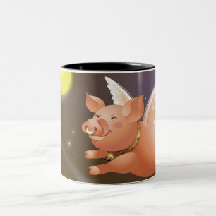 Caneca De Café Em Dois Tons Vôo do porco no céu