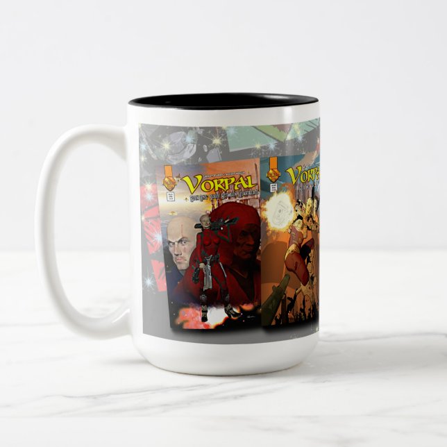 Caneca De Café Em Dois Tons Vorpal Caderna de HQs: Três Cobrir (Esquerda)