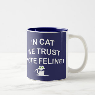 Caneca De Café Em Dois Tons Votar Cat com Texto Branco