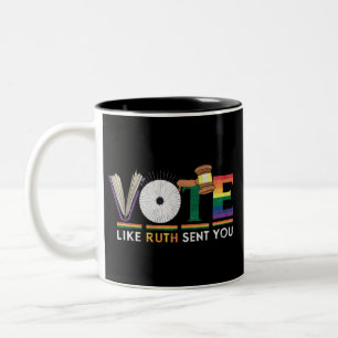 Caneca De Café Em Dois Tons Vote Como Ruth Enviou Você Gavel Feministas Lgbt O