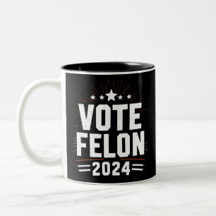 Caneca De Café Em Dois Tons Vote Criminoso Trump 2024 Eleição Divertida Voto 