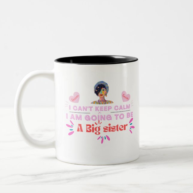 Caneca De Café Em Dois Tons Vou ser uma irmã grande, design de Roka000 (Esquerda)