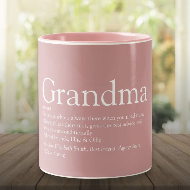 Caneca De Café Em Dois Tons Vovó Definição Dusty Rosa rosa (Grandma Definition Dusty Rose Pink Two-Tone Coffee Mug)