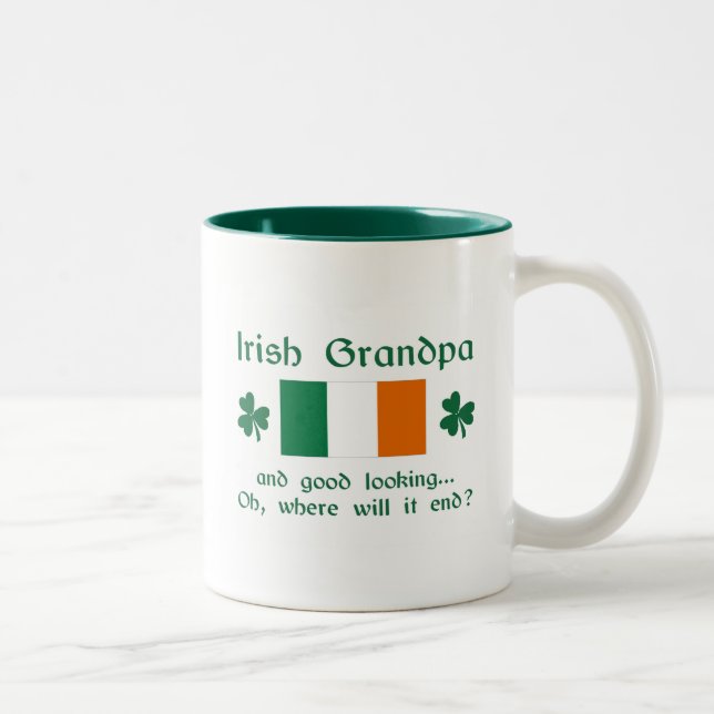 Caneca De Café Em Dois Tons Vovô irlandês bonito (Direita)
