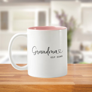 Caneca De Café Em Dois Tons Vovó Minimalista Estabeleceu Roteiro Elegante