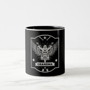 Caneca De Café Em Dois Tons Vovó Motorbike Rider