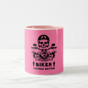 Caneca De Café Em Dois Tons Vovó Motorbike Rider