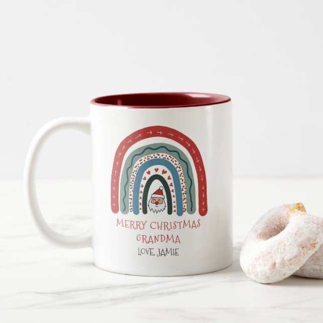 Caneca De Café Em Dois Tons Vovó Natal - Mug De Café De Dois Toneladas (Com Donut)