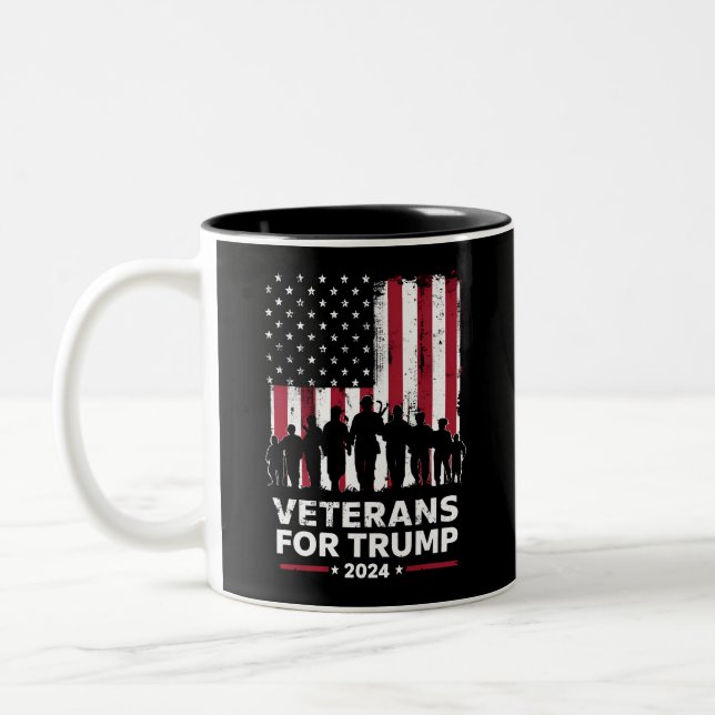 Caneca De Café Em Dois Tons Vovô pai Veteranos Para Trump 2024 American Flag (Esquerda)