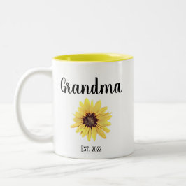 Caneca De Café Em Dois Tons Vovó Personalizada Est. Girassol pintado