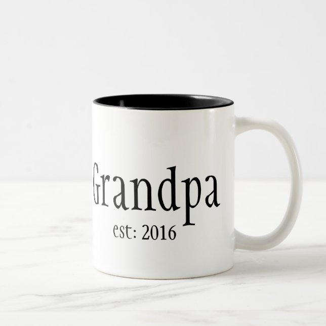 Caneca De Café Em Dois Tons Vovô personalizável estabelecido no ano (Direita)