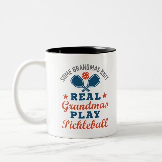 Caneca De Café Em Dois Tons Vovô Real Brincadeiras Jogam Pickleball (Esquerda)