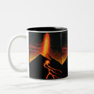 Caneca De Café Em Dois Tons vulcão Cumbre Vieja