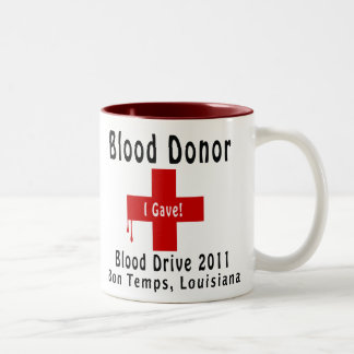 Caneca De Café Em Dois Tons W-gotas do doador de sangue 2011