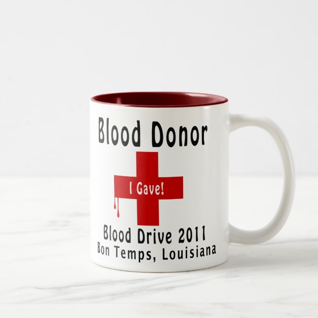 Caneca De Café Em Dois Tons W-gotas do doador de sangue 2011 (Direita)