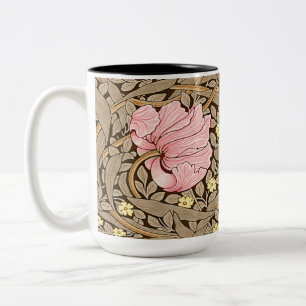 Caneca De Café Em Dois Tons W Morris Pimpernel - Padrão a rosa e sépia