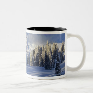Caneca De Café Em Dois Tons WA, Monte Rainier NP, Monte Rainier e Paradise