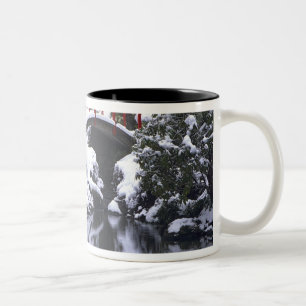 Caneca De Café Em Dois Tons WA, Seattle, Ponte da Lua e lago após o inverno 2
