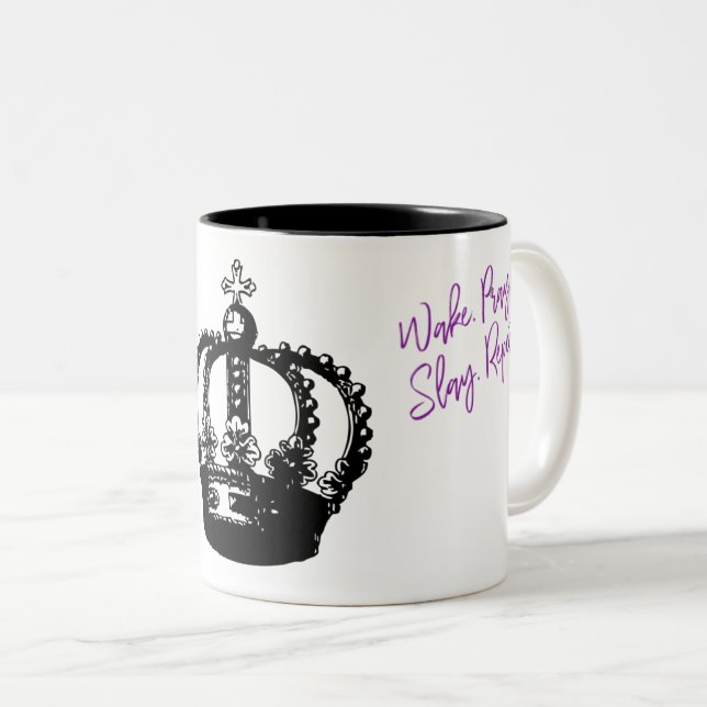 Caneca De Café Em Dois Tons Wake.Pray.Slay.Repeat (Frente Esquerda)