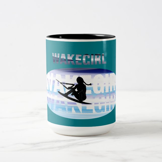 Caneca De Café Em Dois Tons Wakegirls wakeboard Mug personalizou o nome da adi (Centro)