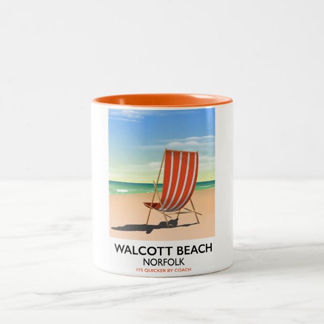 Caneca De Café Em Dois Tons Walcott Beach, Norfolk seeft poster (Centro)