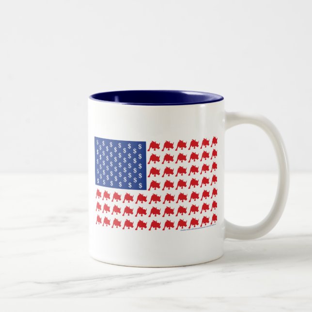 Caneca De Café Em Dois Tons Wall Street Patriotic American Flag (Direita)