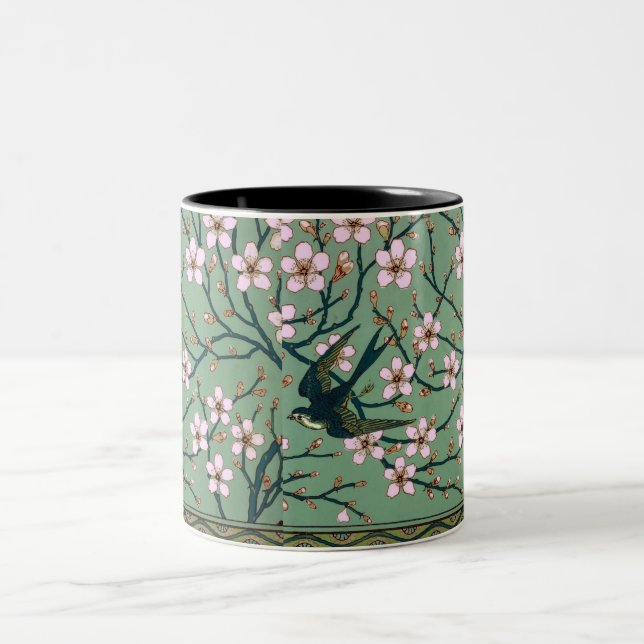 Caneca De Café Em Dois Tons Walter Crane - Swallows and Almond Blossoms Mug (Centro)