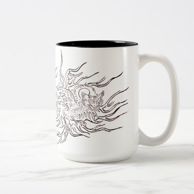 Caneca De Café Em Dois Tons Wandering bird Japanese yokai Design (Direita)