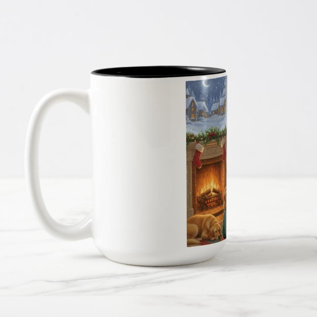 Caneca De Café Em Dois Tons Warm Wishes by the Fireplace (Esquerda)