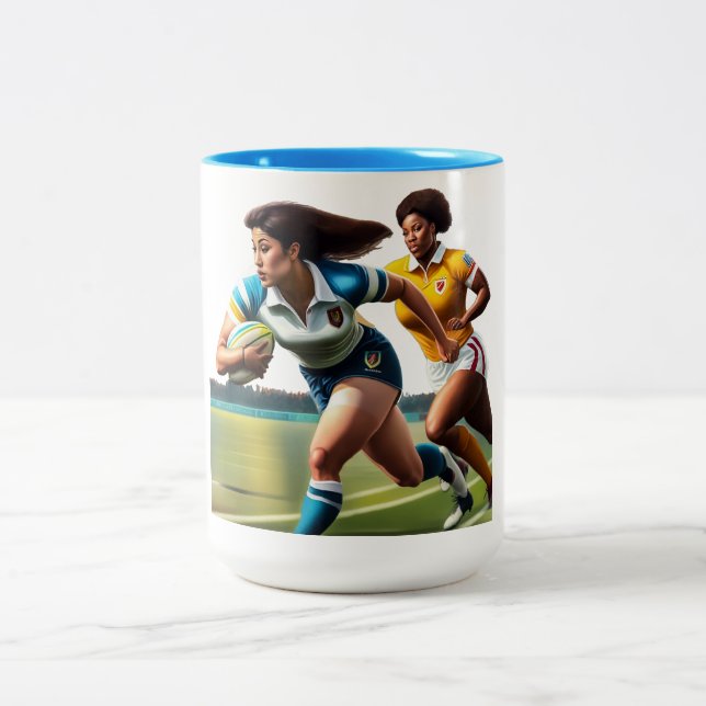 Caneca De Café Em Dois Tons Warrior de Rugby Mug de Duas Toneladas (Centro)