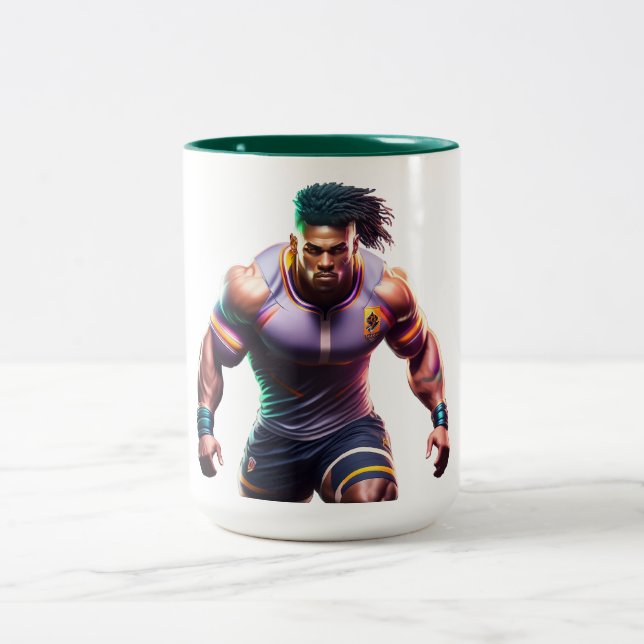 Caneca De Café Em Dois Tons Warrior de Rugby Mug de Duas Toneladas (Centro)