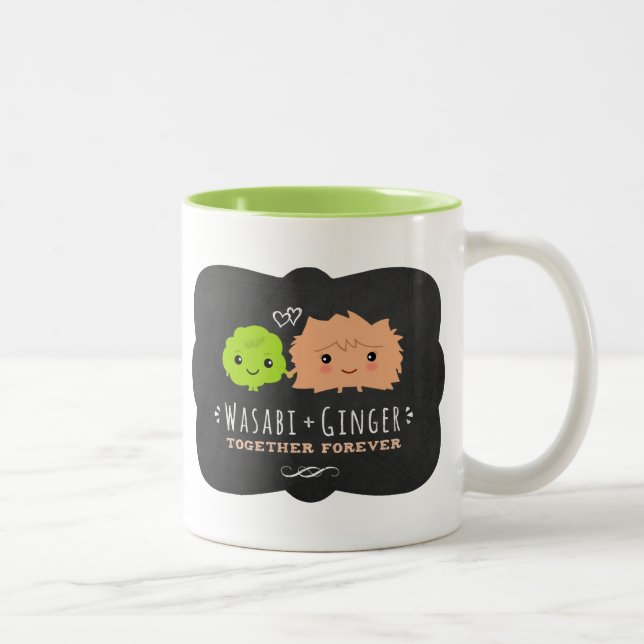 Caneca De Café Em Dois Tons Wasabi e Ginger Juntos para sempre Kawaii Cute (Direita)