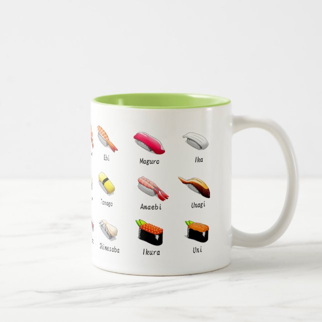 Caneca De Café Em Dois Tons Wasabi sushi comida japonesa (Direita)