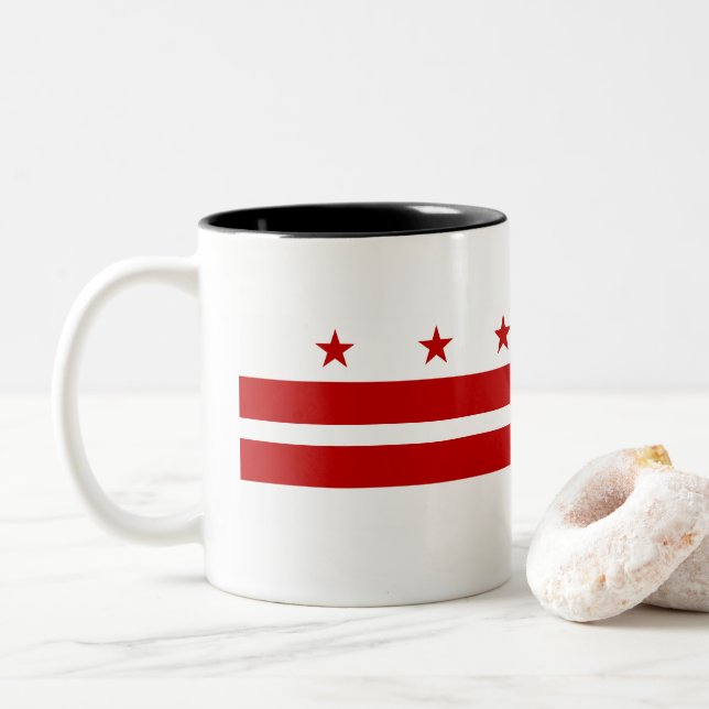 Caneca De Café Em Dois Tons Washington, bandeira da C.C. (Com Donut)