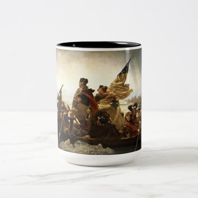 Caneca De Café Em Dois Tons Washington cruzando o Delaware (Centro)