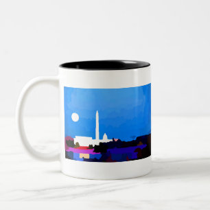 Caneca De Café Em Dois Tons Washington DC Skyline Full Moon